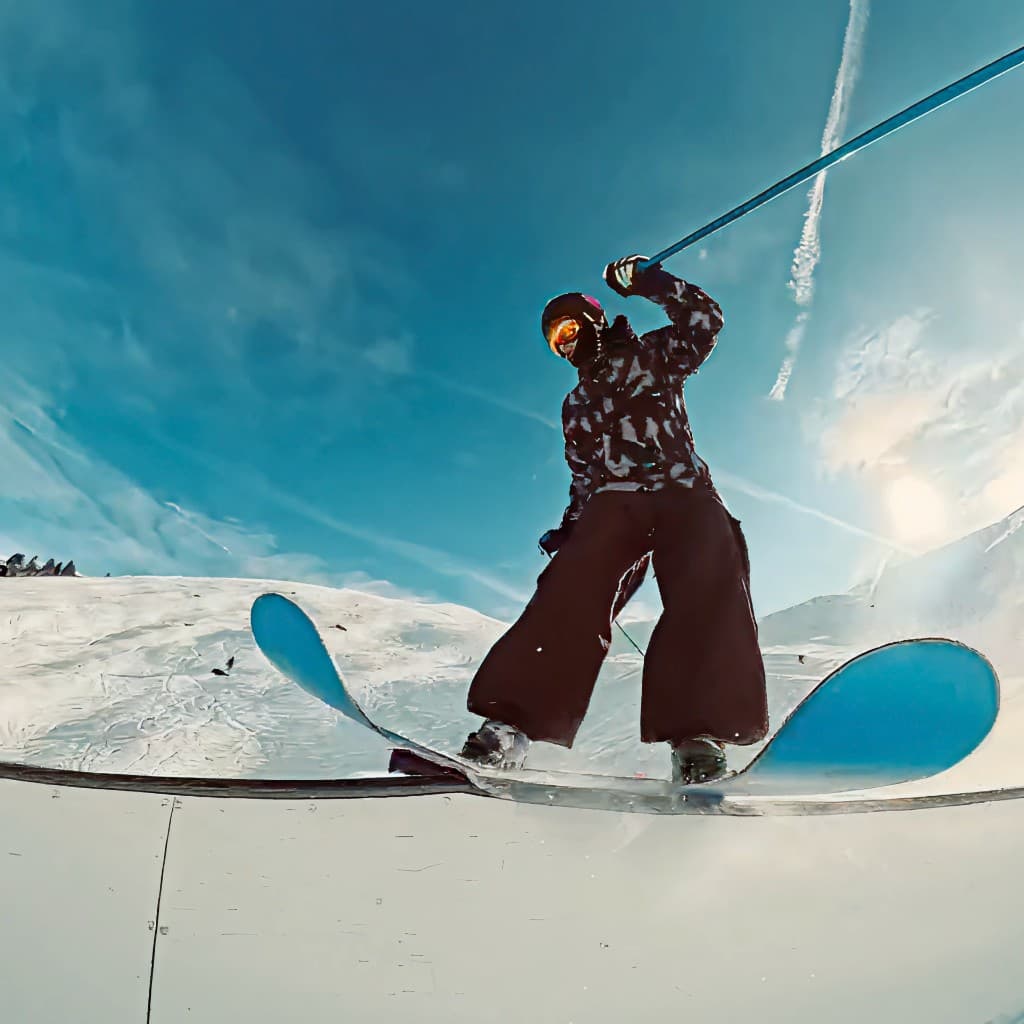 Shaun skiing on a sunny powder day